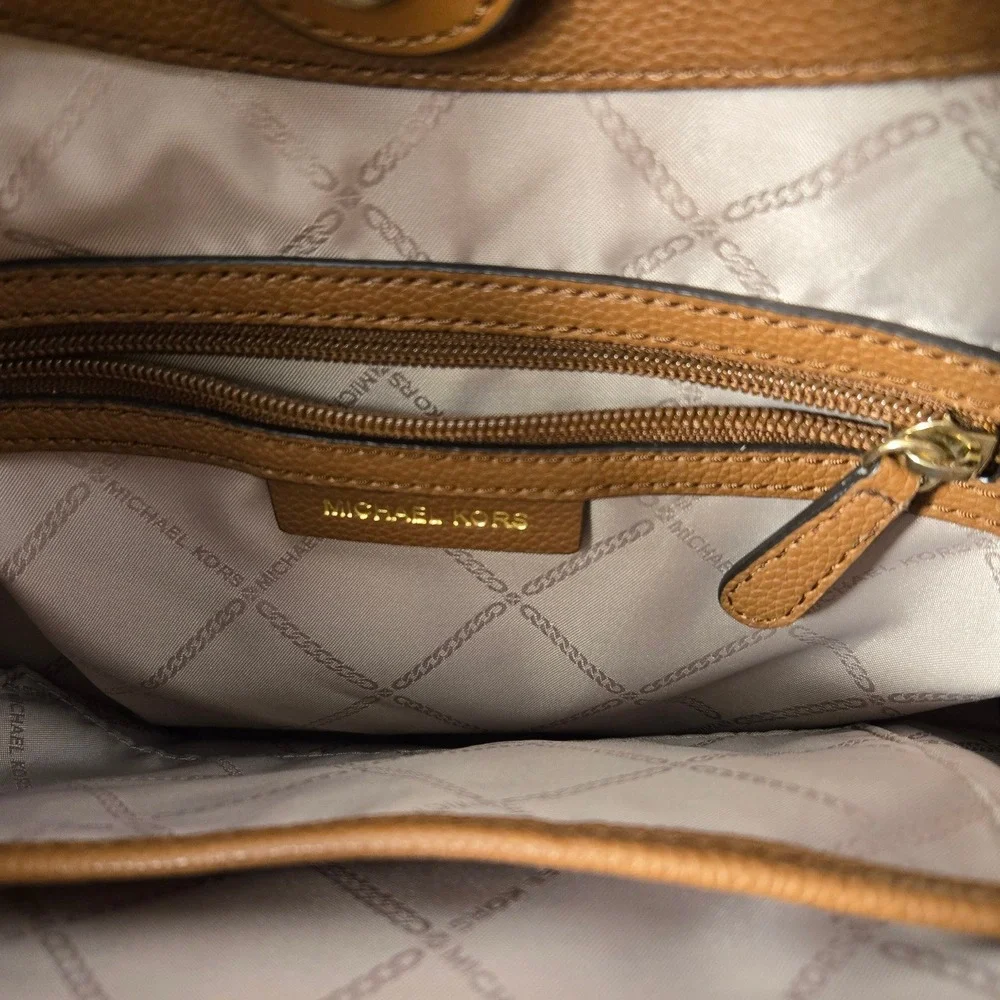 Michael Kors Grand Lrg Hobo Shoulder Bag Luggage Brwn Pebbled Leather 30S0GBOH3L